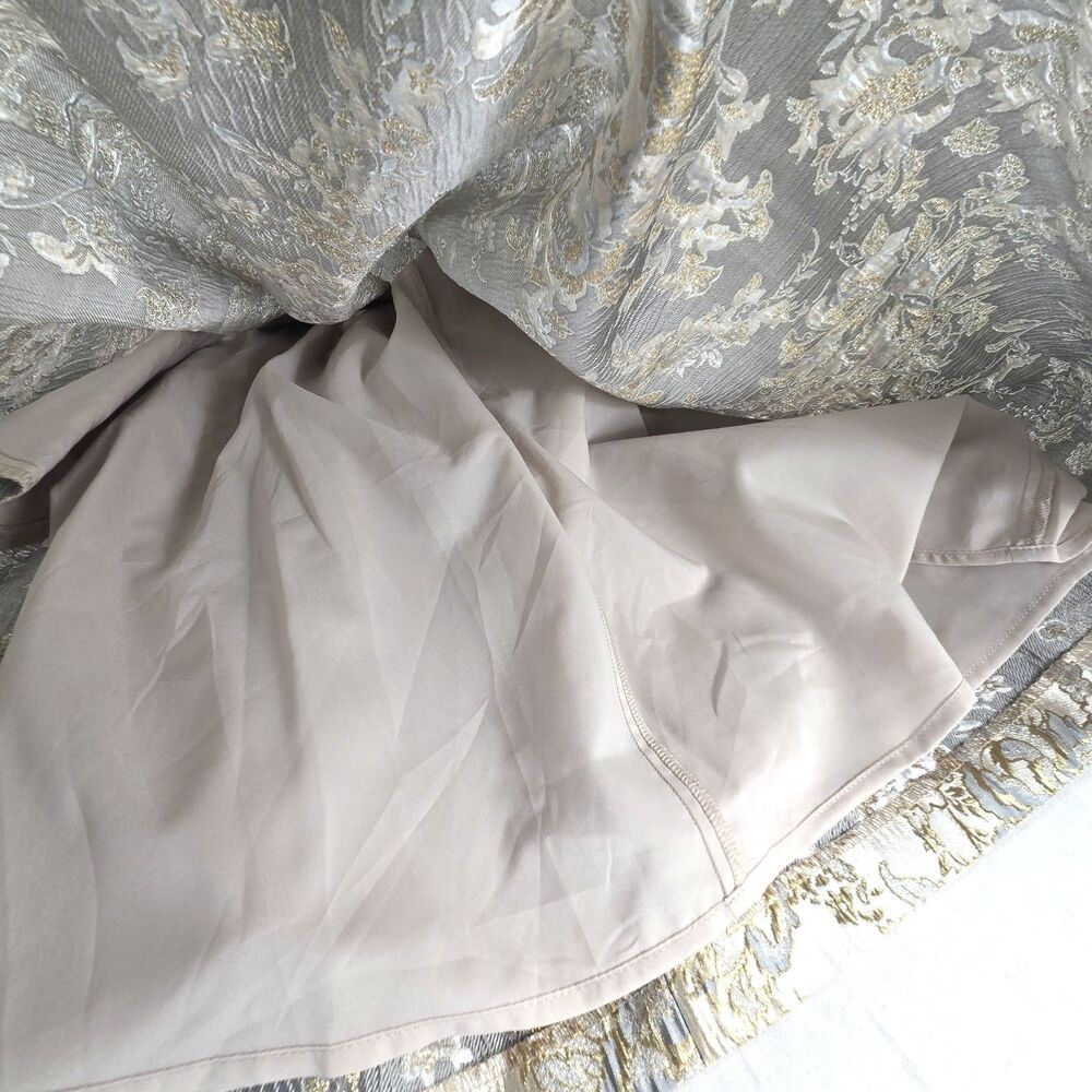 Vince Camuto Metallic Floral Jacquard Fit & Flare Dress Gold Gray 12 NWT - Picture 12 of 15
